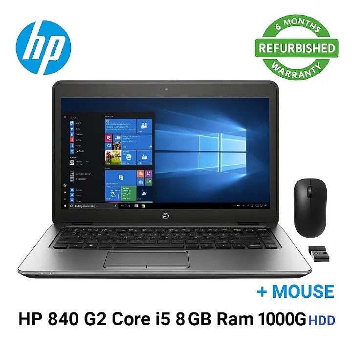 Refurbished HP EliteBook 840 G2 – Core i5 | 8GB RAM | 1000GB HDD | 14" HD Display | Windows 10 Pro  | Webcam | Bluetooth | Slim Design+ Free Wireless Mouse
