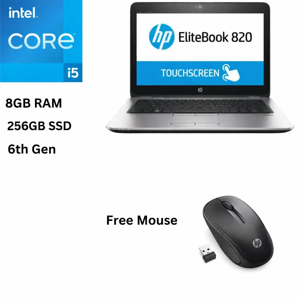 HP EliteBook 820 G3 Touchscreen Laptop – Intel i5 6th Gen, 8GB RAM, 256GB SSD, Backlit Keyboard | Slim Business Laptop