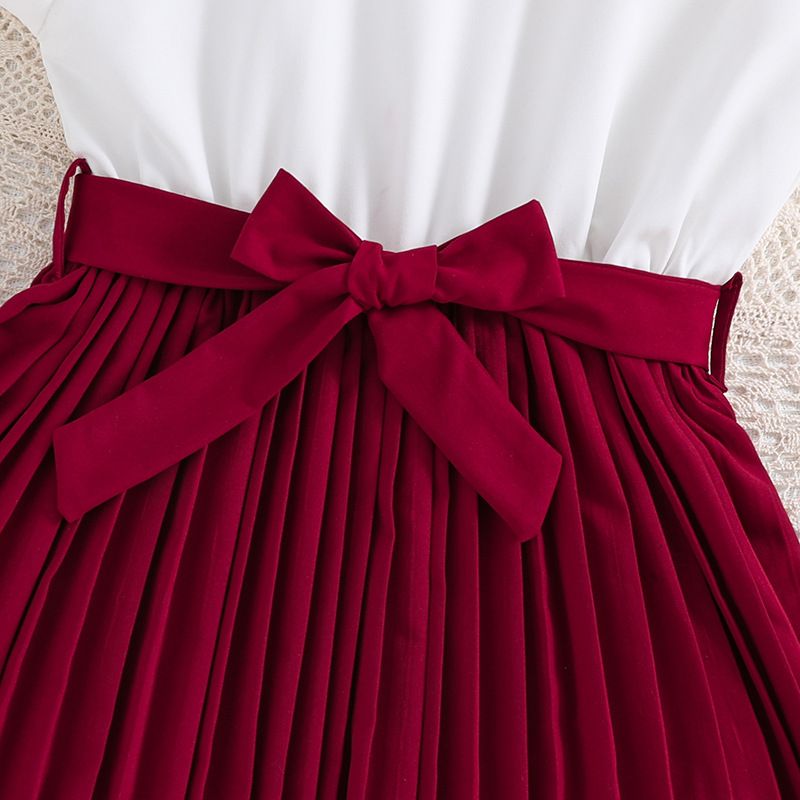 2025 Spring Summer New Girls' Flutter Sleeve Color Block Princess Dress  Fashion Toddler Kids A-Line Dress Breathable Comfortable Age 3-12 Party Dress Machine Washable