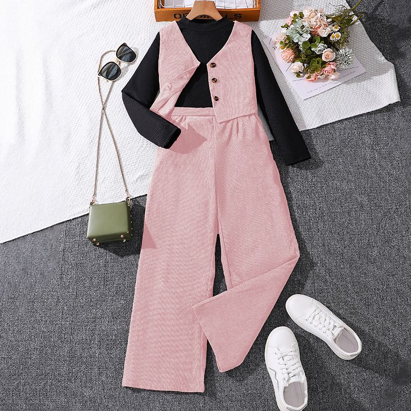 Women's and children's clothing set new fashion vest cardigan long sleeved knitted sweater long pants, three piece set outdoor travel home multiple styles of dressing