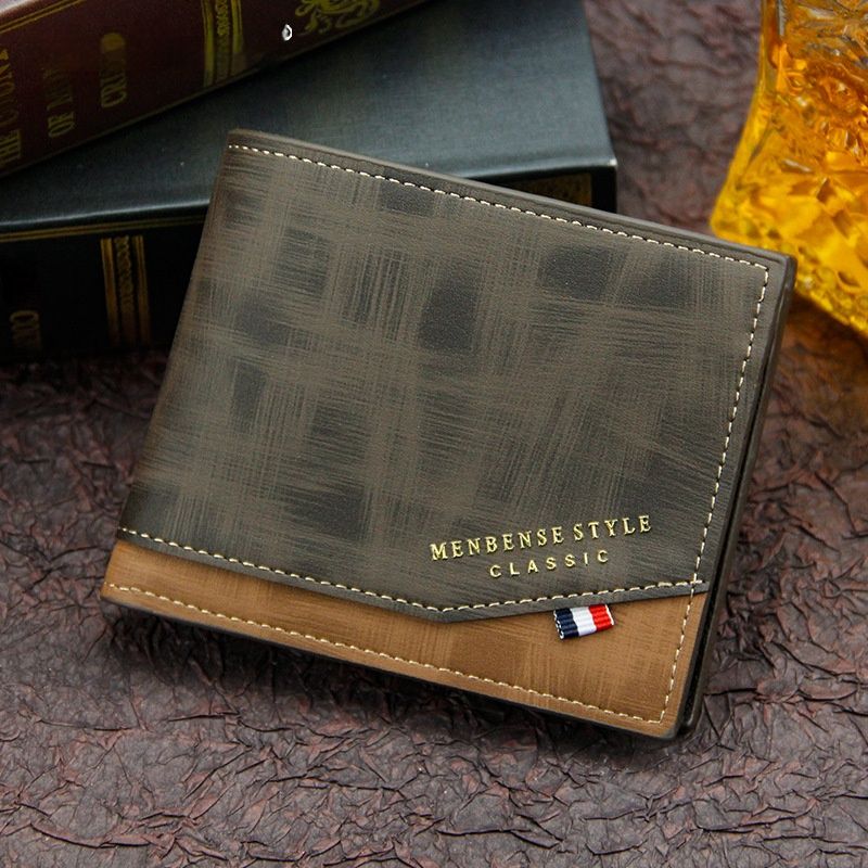 Men's Leather Wallet Authentic Wallets Money Clip Short Small Credit Card Holder Coin Pocket Gift Hot Stamping Classic Faux Leather Credit Card Holder Business Card Bag Multi-Slot Large Capacity