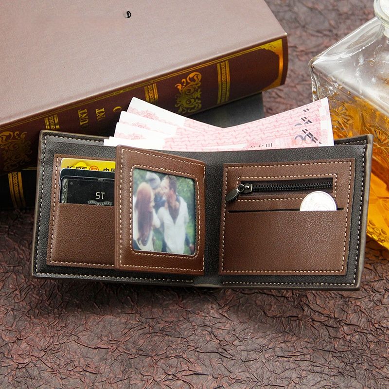 Men's Leather Wallet Authentic Wallets Money Clip Short Small Credit Card Holder Coin Pocket Gift Hot Stamping Classic Faux Leather Credit Card Holder Business Card Bag Multi-Slot Large Capacity