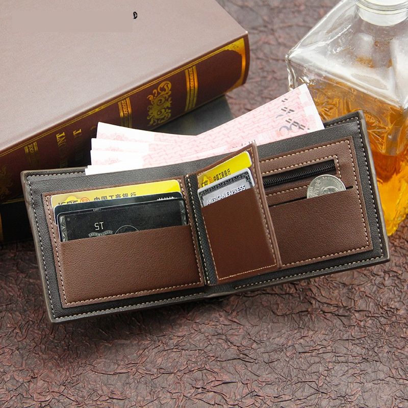 Men's Leather Wallet Authentic Wallets Money Clip Short Small Credit Card Holder Coin Pocket Gift Hot Stamping Classic Faux Leather Credit Card Holder Business Card Bag Multi-Slot Large Capacity
