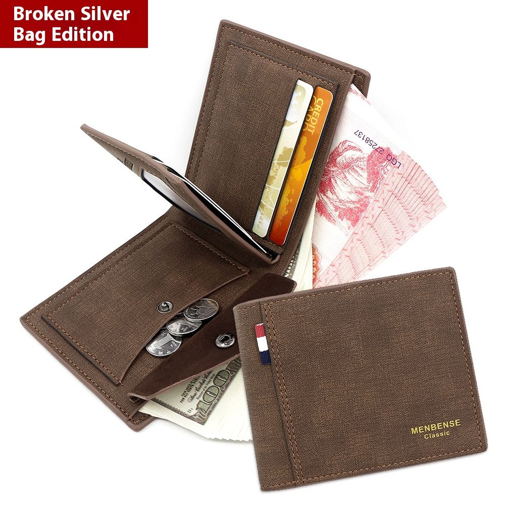 Men's Leather Wallet Men's Wallet Wallet Bag Short New Leather Wallet Credit Card Holder Business Card And Coin Wallet Multi Slot Folding