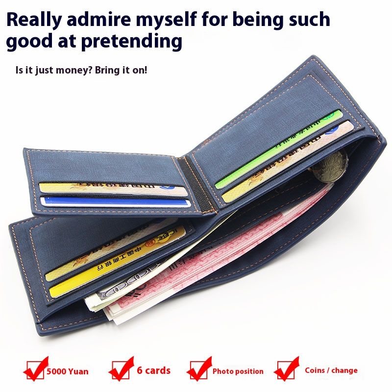 Men's Leather Wallet Men's Wallet Wallet Bag Short New Leather Wallet Credit Card Holder Business Card And Coin Wallet Multi Slot Folding