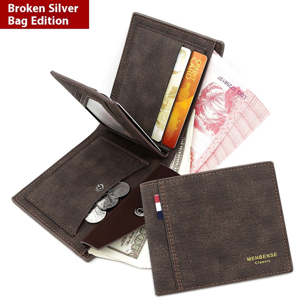 Men's Leather Wallet Men's Wallet Wallet Bag Short New Leather Wallet Credit Card Holder Business Card And Coin Wallet Multi Slot Folding