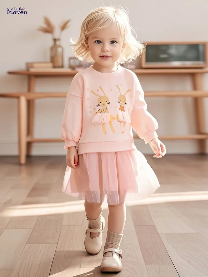 Girls' Clothing Baby Girls Fashionable New Styles Princess Dress Mesh Dress Cartoon Children's Dress Pure Color Elegant One-piece Skirt
