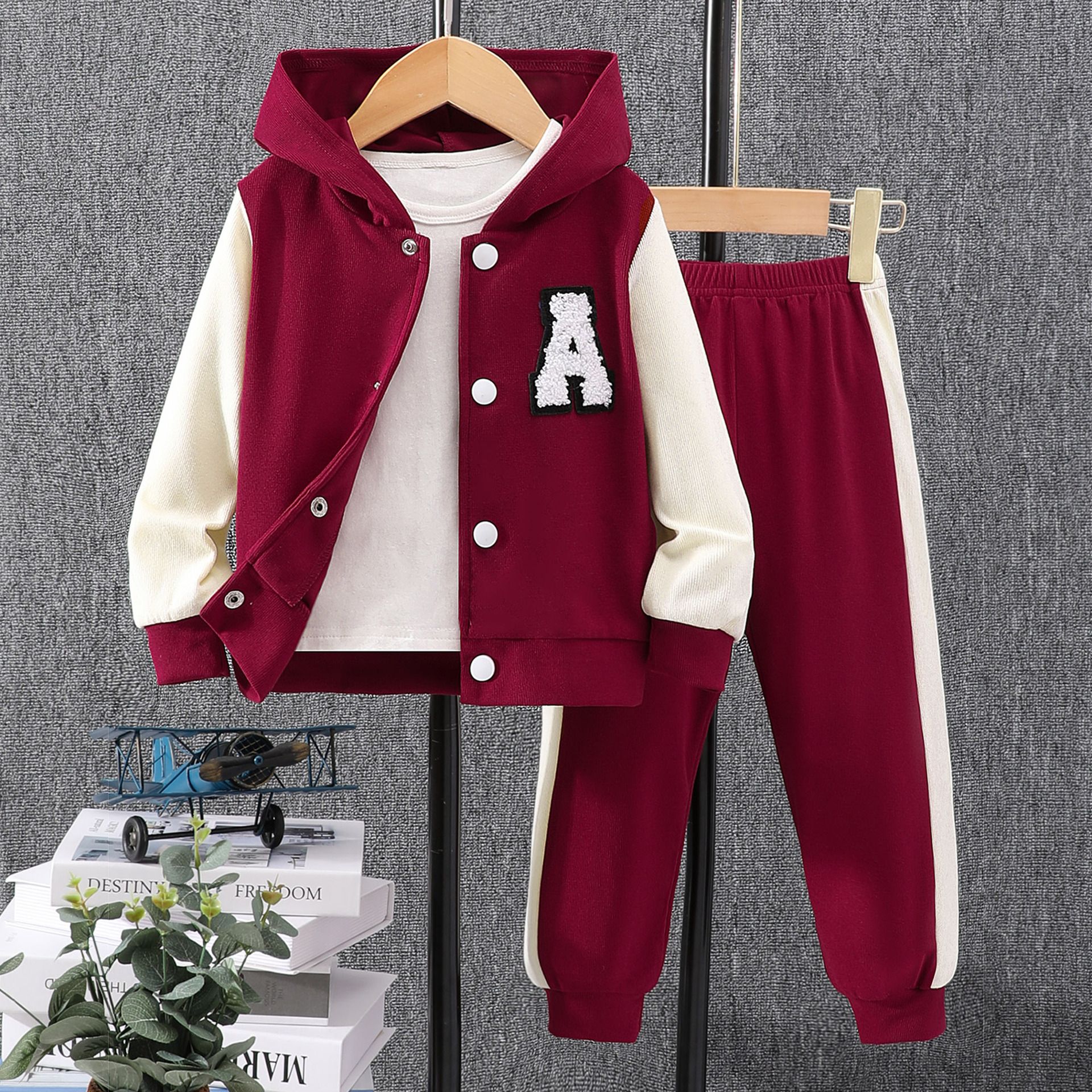Kids Hoodie Tracksuit Set Long Sleeve Color Block Sweatshirt Jacket and Jogger Pants 2PCS Boys Girls Casual Outfit