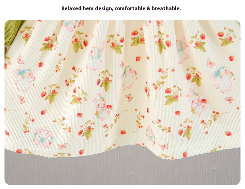 Girls' Set Baby Princess Dress Round Neck Dress Lapel Long Sleeved Top Pleated Skirt Butterfly Print Bow Rabbit Animal Pattern Comfortable And Cute Style