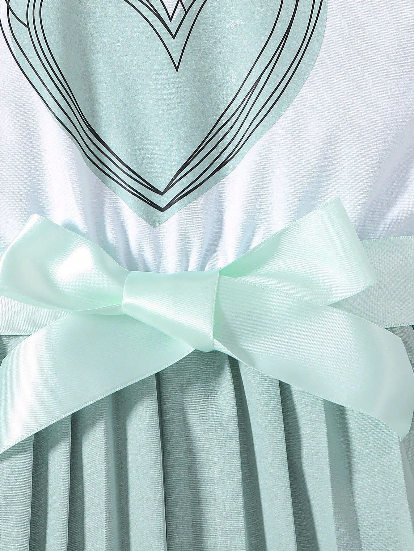 Girls' Set White Shirt Top Pleated Cropped Pants Jumpsuit Pants Round Neck Lace Heart Print Bow Tie Waist Belt Flying Sleeves Pleated Wide Leg Pants