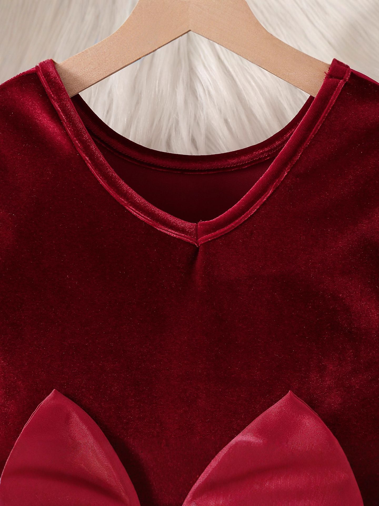 Girls' Dress For 3-10 Years Bow Long Sleeve Patchwork Long Tulle Dress Butterfly Sleeves Fashion New Style Princess Dress Autumn Versatile