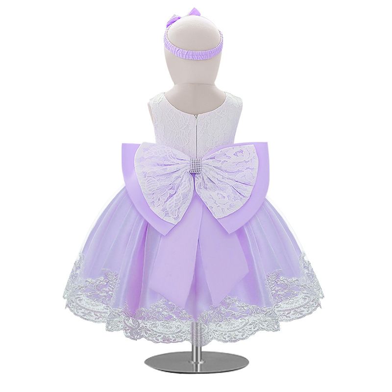 Baby Princess Dress Girls' Clothing Bow Lace Dress Birthday Party Dress Baby First Birthday Outfit For 0-2 Years