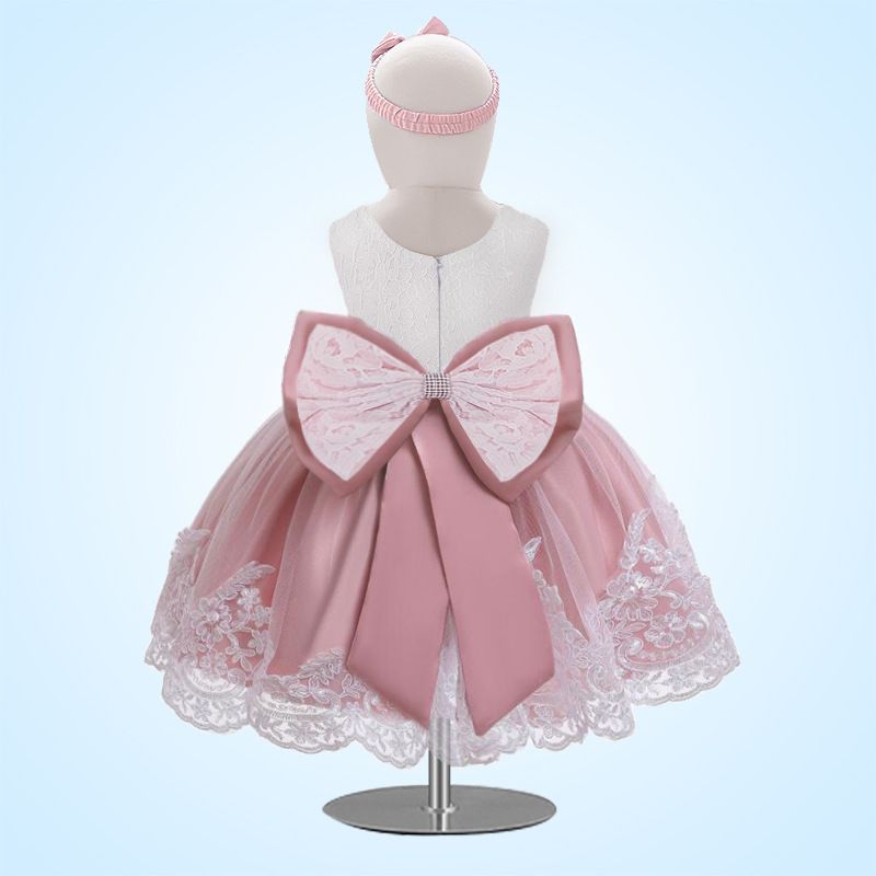 Baby Princess Dress Girls' Clothing Bow Lace Dress Birthday Party Dress Baby First Birthday Outfit For 0-2 Years