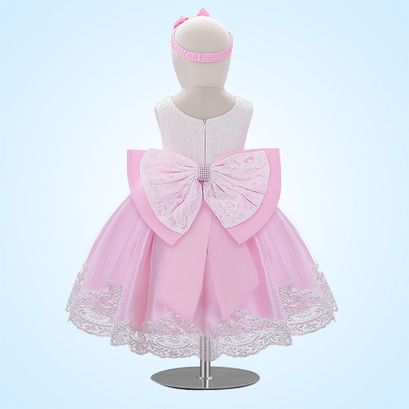 Baby Princess Dress Girls' Clothing Bow Lace Dress Birthday Party Dress Baby First Birthday Outfit For 0-2 Years