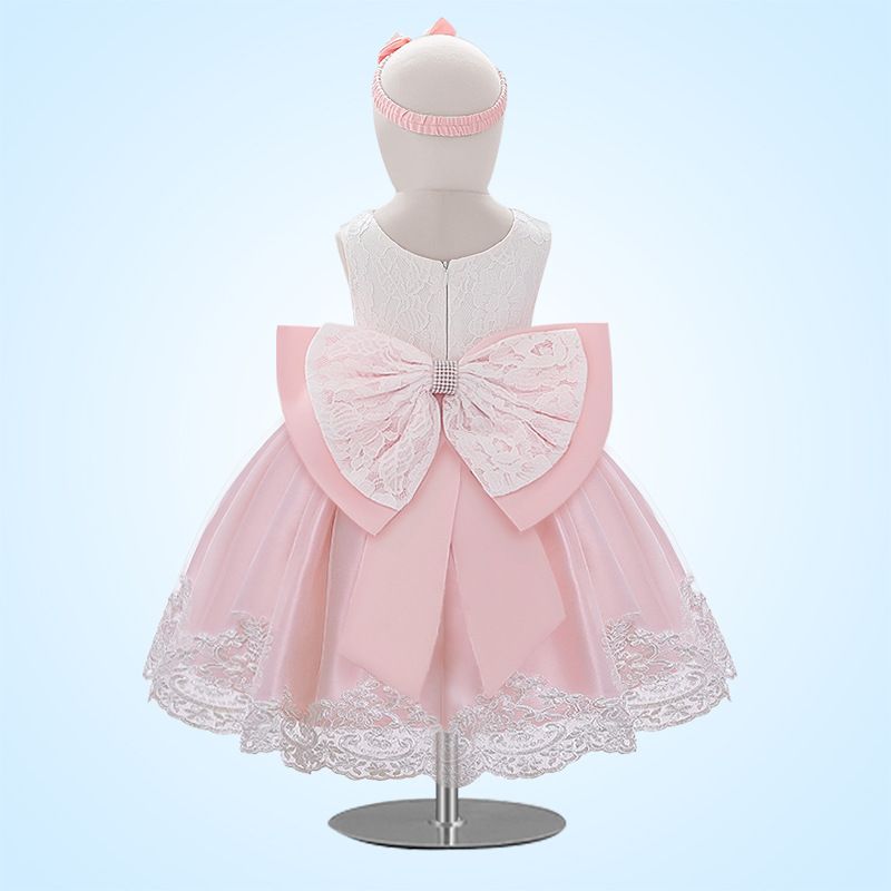 Baby Princess Dress Girls' Clothing Bow Lace Dress Birthday Party Dress Baby First Birthday Outfit For 0-2 Years