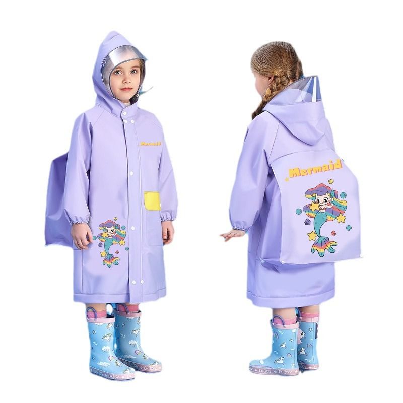 Kids' Raincoat Waterproof Toddler Raincoat Outdoor Wearable Rain Cape With Backpack Compartment Reusable Made Of High-Quality EVA Material Durable Eco-Friendly Comfortable Non-Toxic Environmental