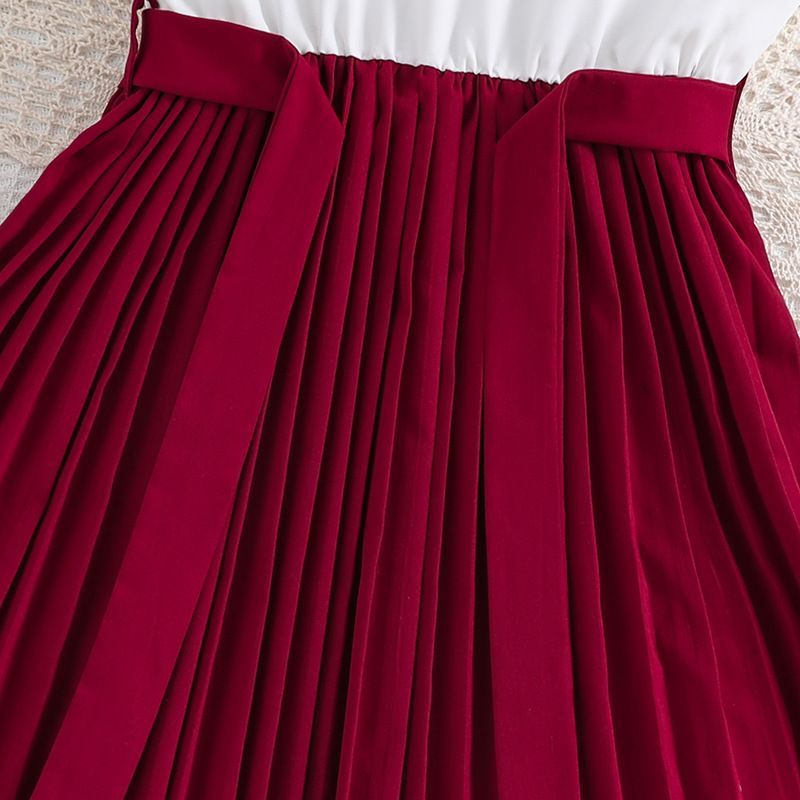 2025 Spring Summer New Girls' Flutter Sleeve Color Block Princess Dress  Fashion Toddler Kids A-Line Dress Breathable Comfortable Age 3-12 Party Dress Machine Washable