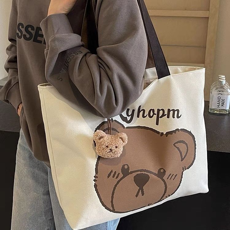 Women's Handbag Large Capacity Shoulder Bag Canvas Bag Casual Commute New Fashion INS Style Cute Pattern Printed Multi-Functional Bag