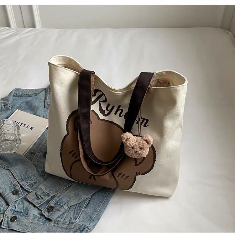 Women's Handbag Large Capacity Shoulder Bag Canvas Bag Casual Commute New Fashion INS Style Cute Pattern Printed Multi-Functional Bag