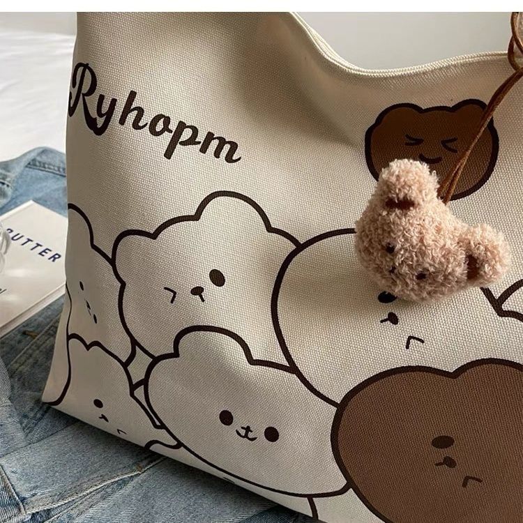 Women's Handbag Large Capacity Shoulder Bag Canvas Bag Casual Commute New Fashion INS Style Cute Pattern Printed Multi-Functional Bag