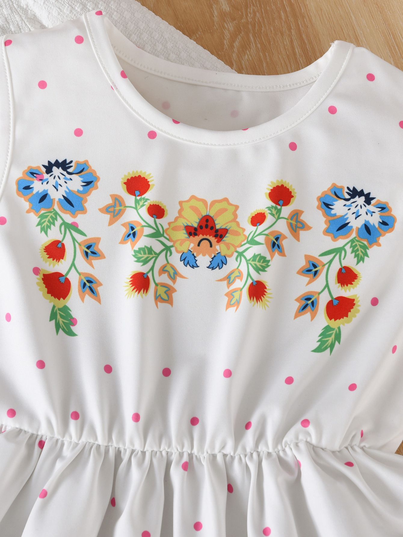 Girls' Princess Two-Piece Set Butterfly Flower Sundress With White Tank Top Colorful Floral Ruffles Long Sleeve Outer Wear Birthday Holiday Gift