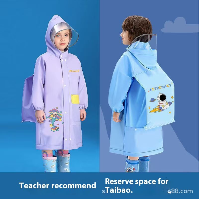 Kids' Raincoat Waterproof Toddler Raincoat Outdoor Wearable Rain Cape With Backpack Compartment Reusable Made Of High-Quality EVA Material Durable Eco-Friendly Comfortable Non-Toxic Environmental