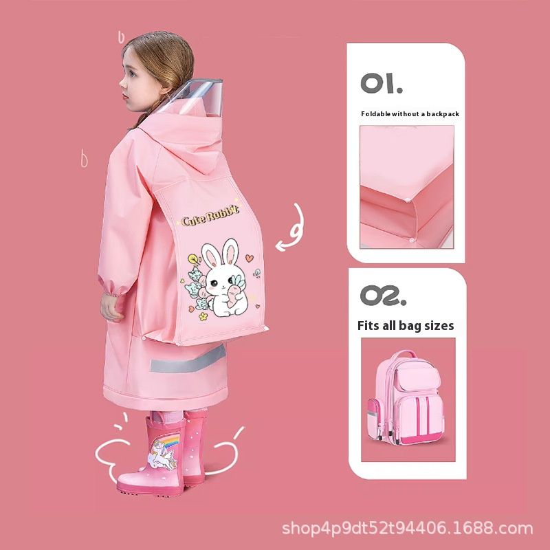 Kids' Raincoat Waterproof Toddler Raincoat Outdoor Wearable Rain Cape With Backpack Compartment Reusable Made Of High-Quality EVA Material Durable Eco-Friendly Comfortable Non-Toxic Environmental