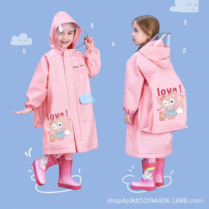 Kids' Raincoat Waterproof Toddler Raincoat Outdoor Wearable Rain Cape With Backpack Compartment Reusable Made Of High-Quality EVA Material Durable Eco-Friendly Comfortable Non-Toxic Environmental