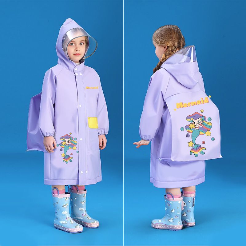 Kids' Raincoat Waterproof Toddler Raincoat Outdoor Wearable Rain Cape With Backpack Compartment Reusable Made Of High-Quality EVA Material Durable Eco-Friendly Comfortable Non-Toxic Environmental