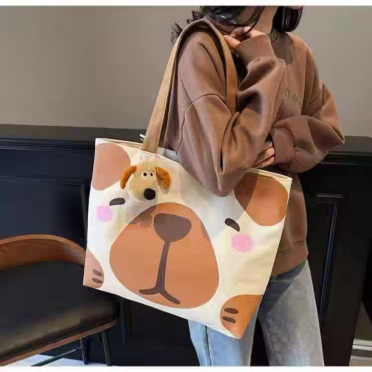 Women's Handbag Tote bag Canvas bag Large Capacity Shoulder Bag Canvas Bag Casual Commute New Fashion INS Style Cute Pattern Printed Multi-Functional Bag