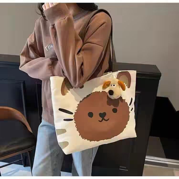 Women's Handbag Tote bag Canvas bag Large Capacity Shoulder Bag Canvas Bag Casual Commute New Fashion INS Style Cute Pattern Printed Multi-Functional Bag