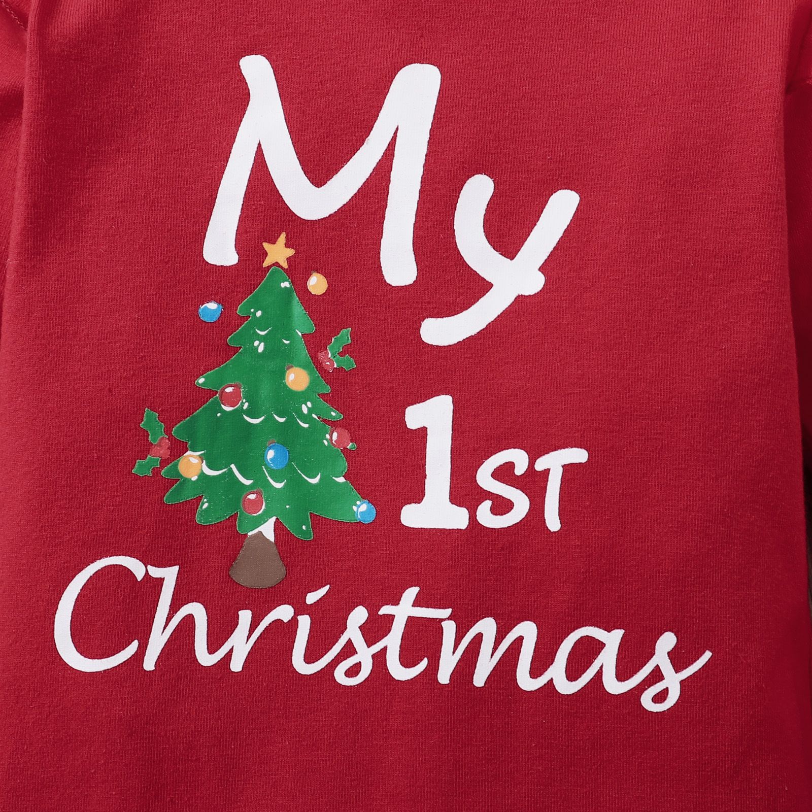 Baby Romper 4-Piece Set For 0-1 Year Old Baby Onesie Christmas Letter Printed Hat Long Sleeve Top Snowflake Pants With Bow 1st Birthday Party Design Breathable And Comfortable