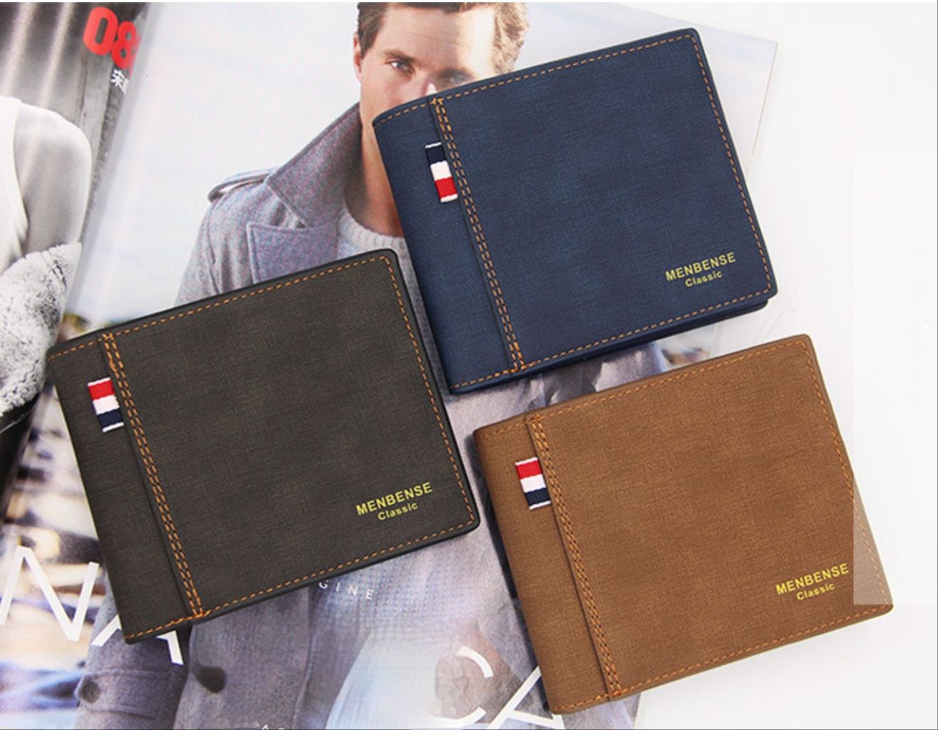 Men's Leather Wallet Men's Wallets Bag Short New Leather Wallet Credit Card Holder Business Card and Coin Wallet Multi Slot Folding