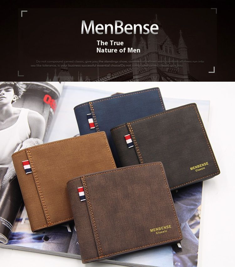 Men's Leather Wallet Men's Wallets Bag Short New Leather Wallet Credit Card Holder Business Card and Coin Wallet Multi Slot Folding