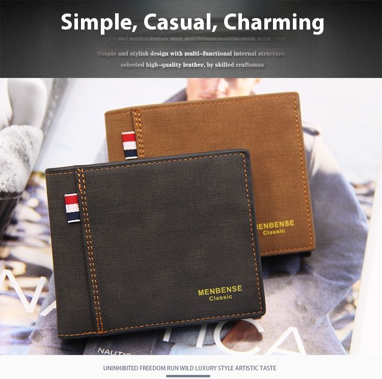 Men's Leather Wallet Men's Wallets Bag Short New Leather Wallet Credit Card Holder Business Card and Coin Wallet Multi Slot Folding