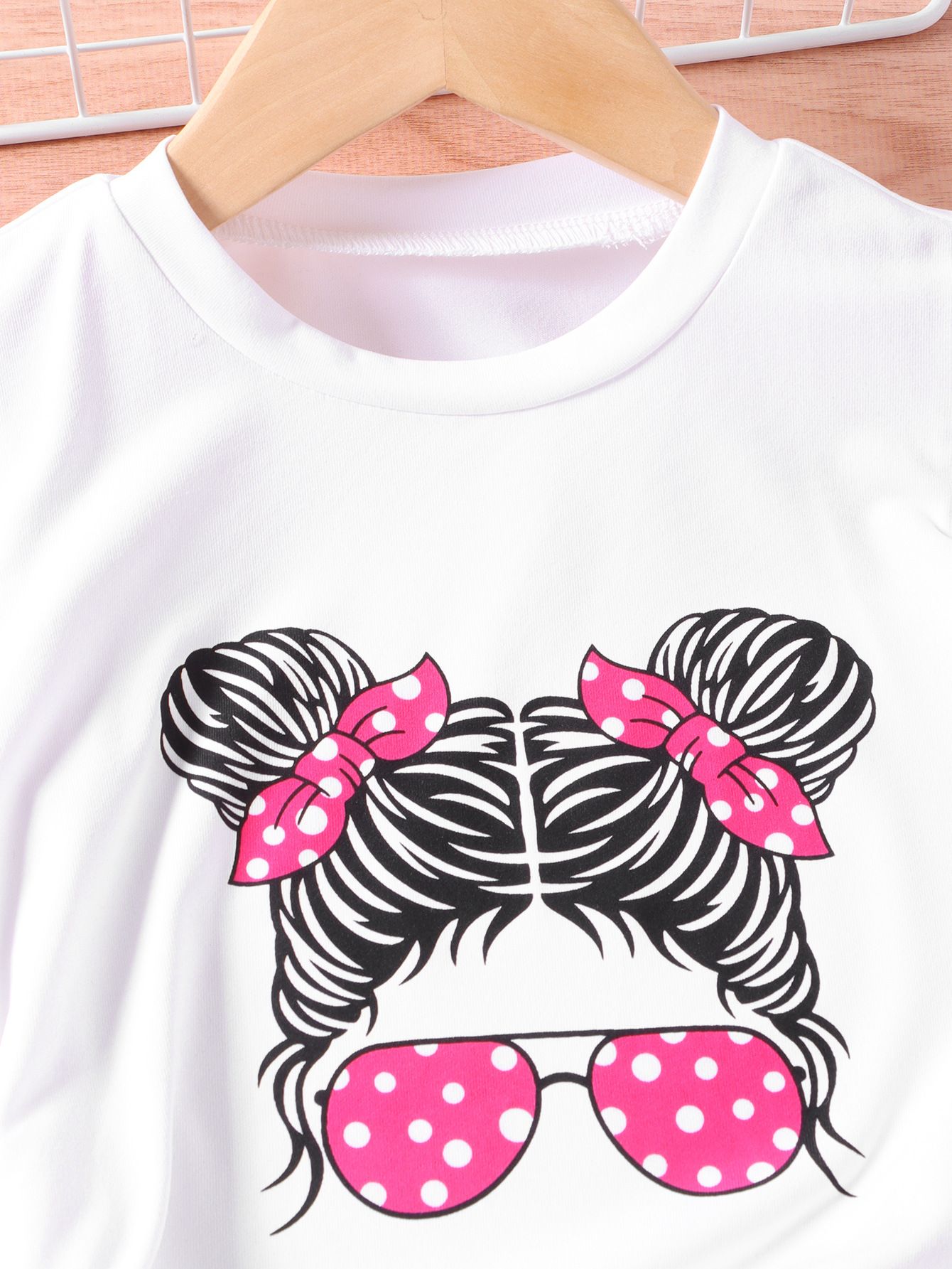Fashion Girls' Clothing Set 2-Piece Short-Sleeve T-shirt And Long Pants Cute Girl Print Pattern Ruffled Top Girl Clothes Kid