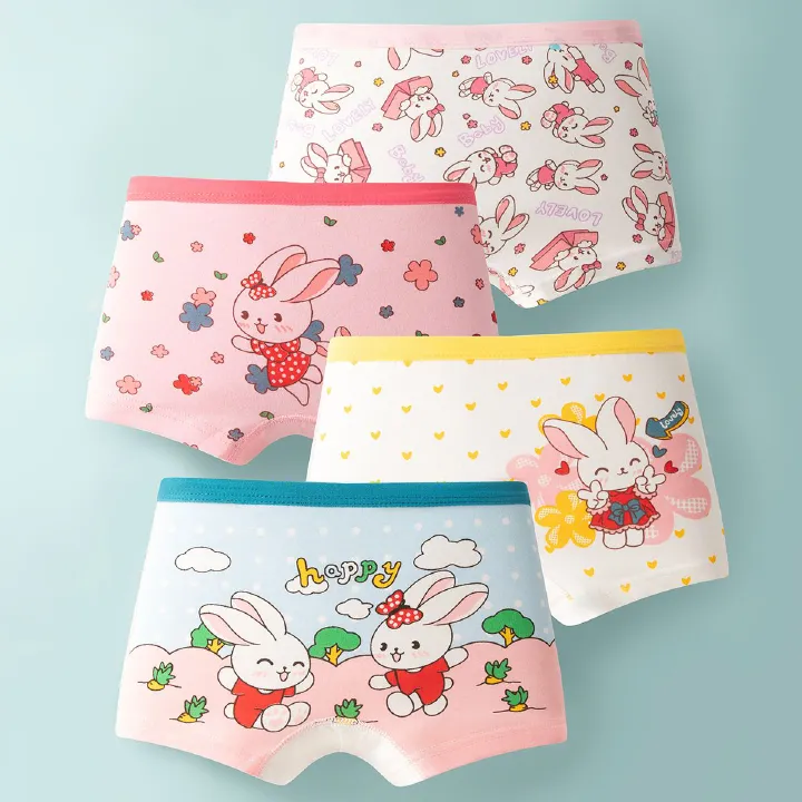4 Piece Girls Cotton Underwear Set Kid Clothes Cute Cartoon Toddler Baby Boxer Briefs Soft Breathable Panties Girl Clothes