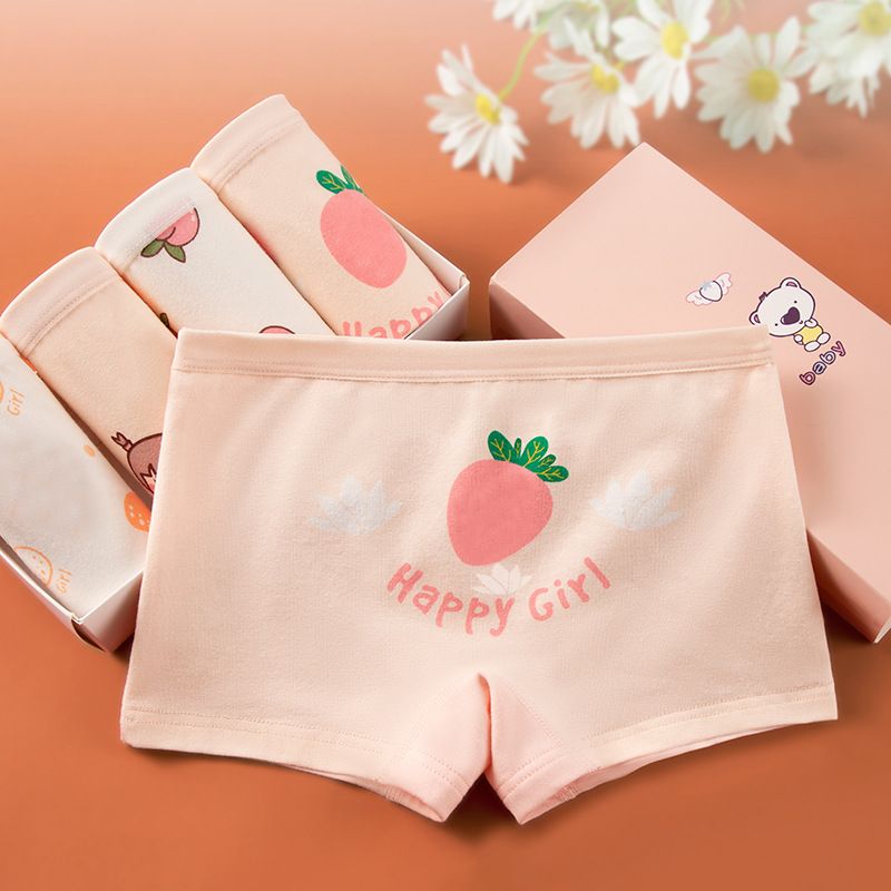 4-Piece Girls' Underwear Set Flat Angle Underwear Kids' Shorts Cotton Underwear Cute Cartoon Patterns Comfortable And Breathable Toddler Baby Boxer Briefs