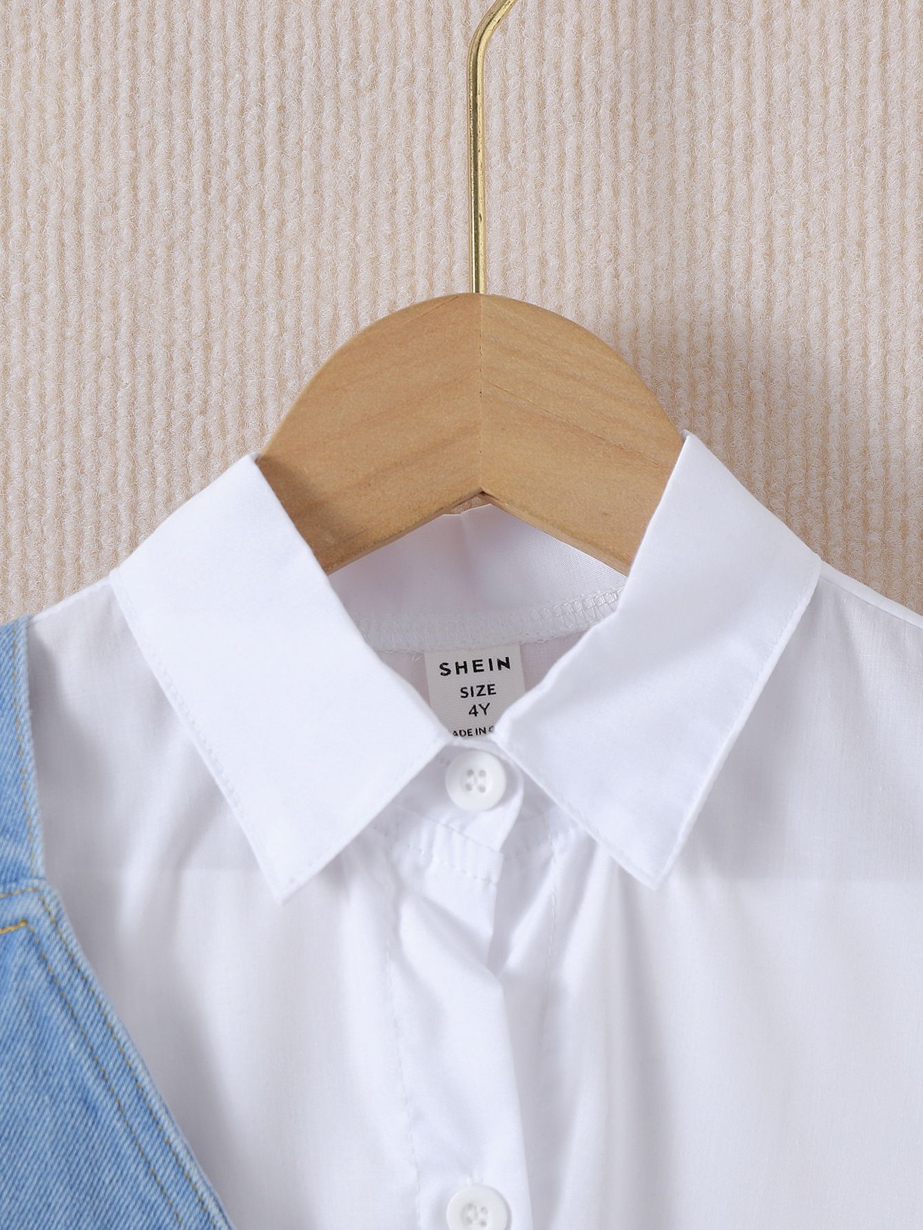 Girls 2 Piece Outfit Set Collared Shirt Long Dress Denim Vest Fashionable New Style Comfortable And Breathable