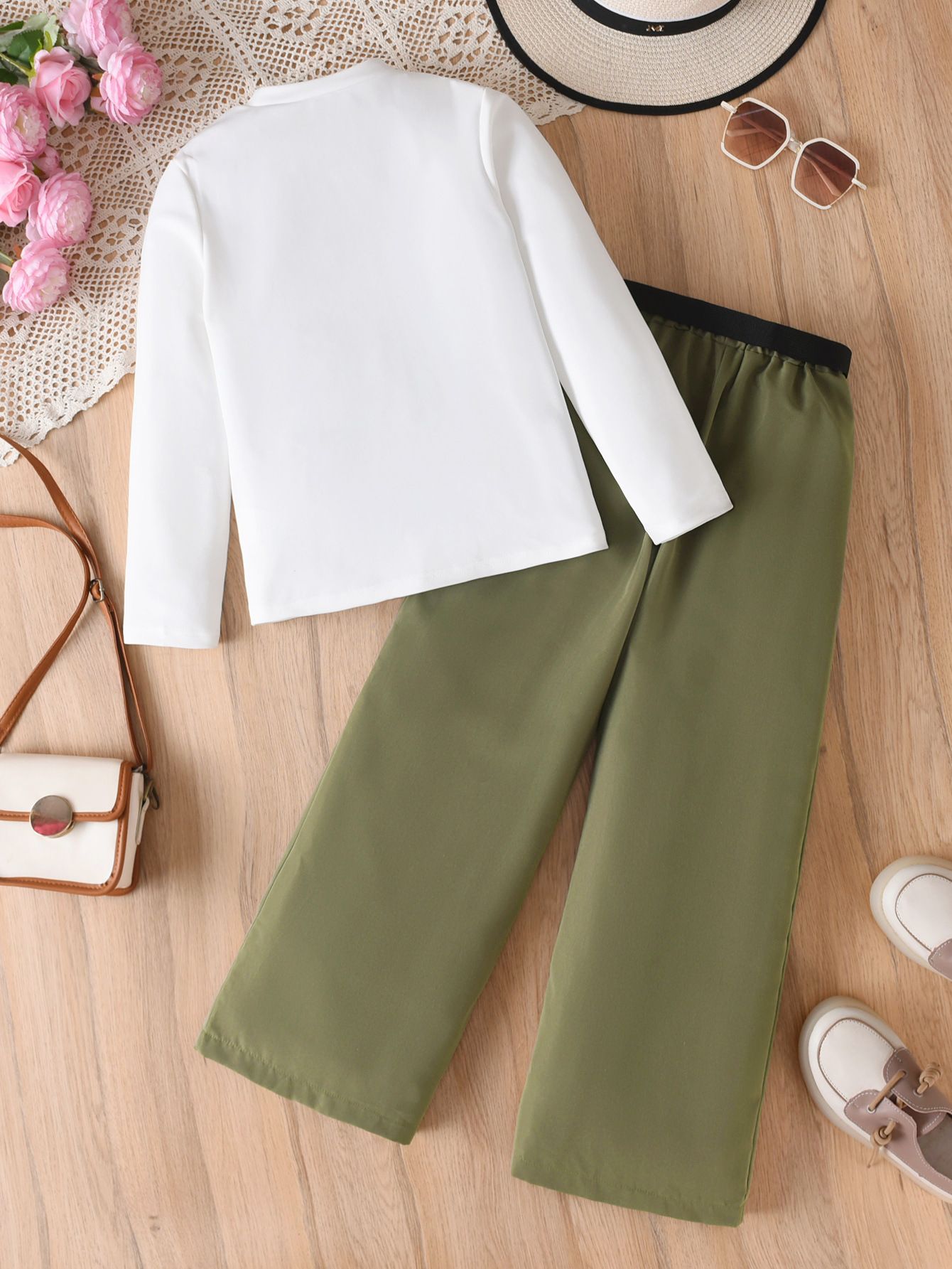 Fashion Kids Clothing 2 Piece Set INS Style Long Sleeve Top With Heart Letter Print Sports Casual Wide Leg Pants New Season Outfit for 5-14 Years Old