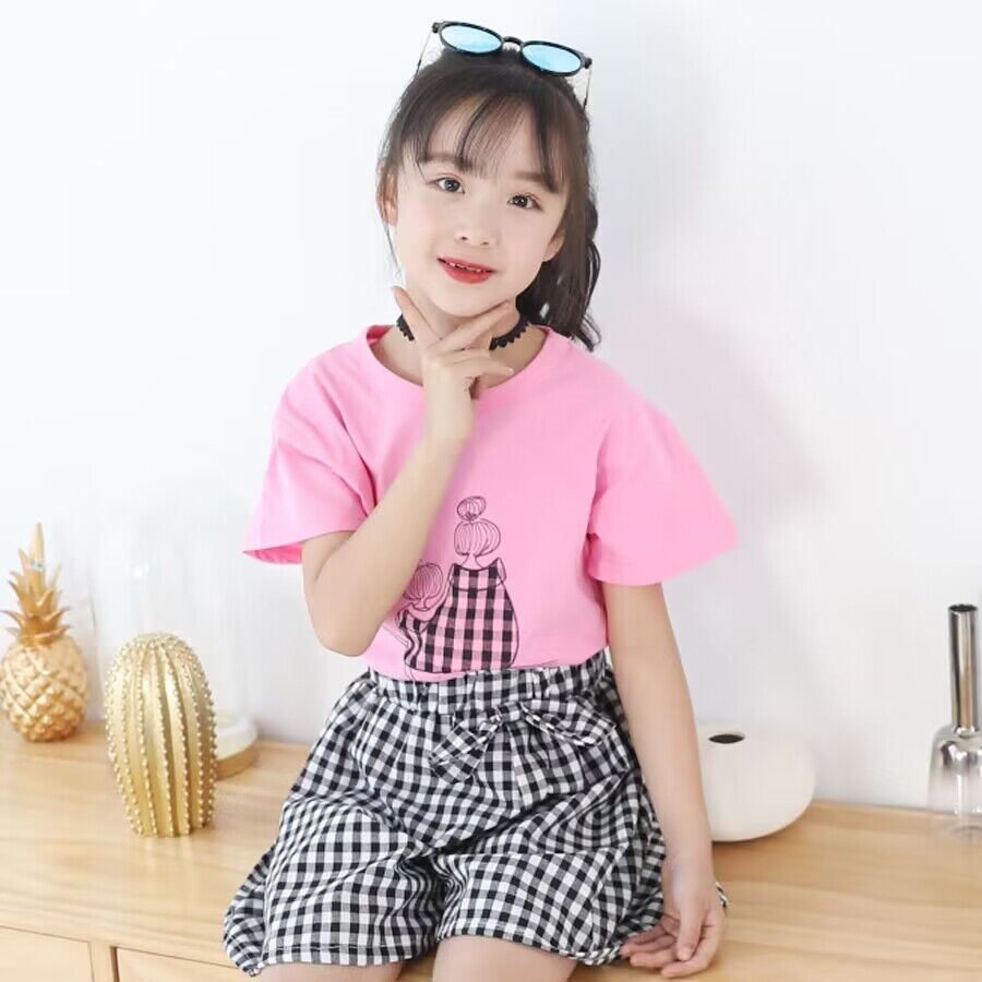 2 Piece Girls Kids Clothing Set For 3 10Y Short Sleeve Top Mesh Midi Skirt INS Style Fashion Trendy