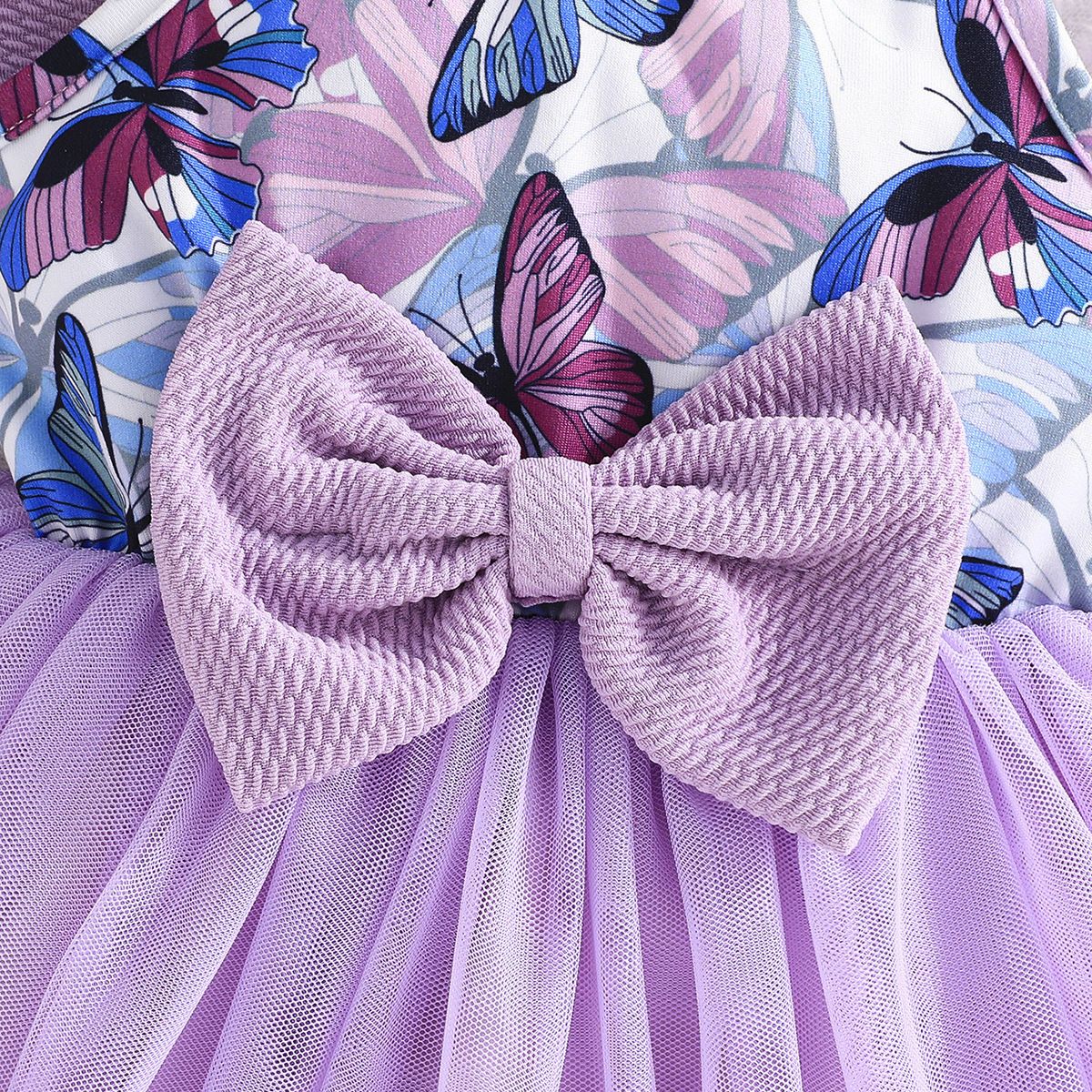 2 Piece Baby Girls Kids Clothing Set Long Sleeve Jacket Spaghetti Strap Mesh Dress Butterfly Embroidery Purple Butterfly Fashion Trendy New Style