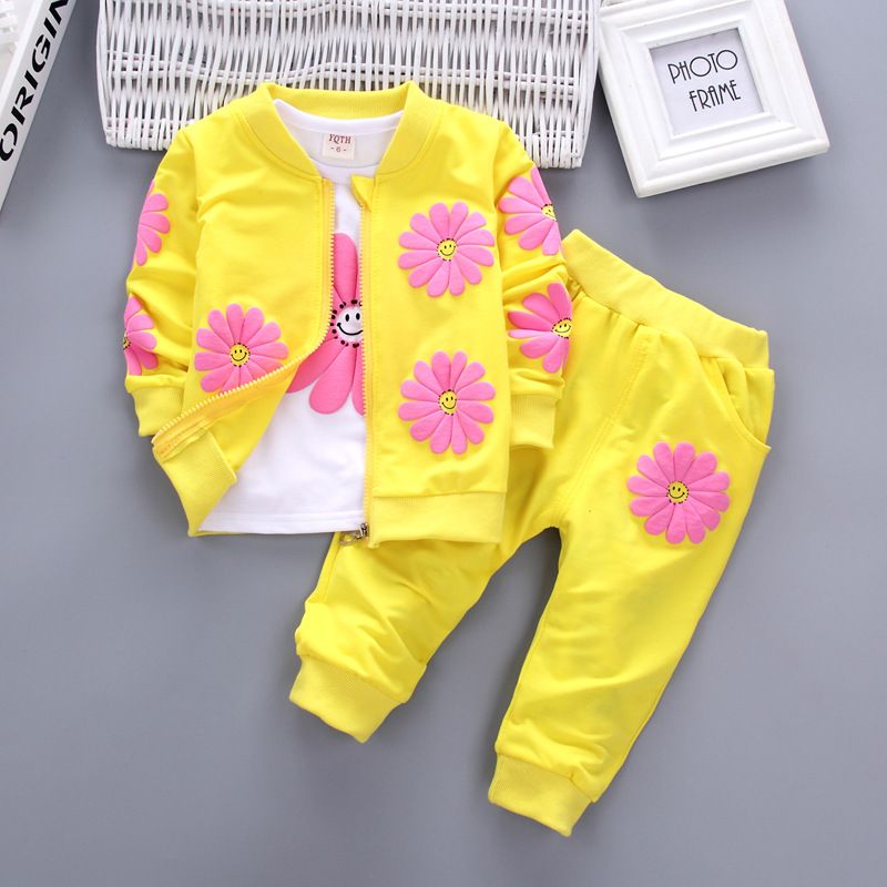 3 Piece Baby Kids Clothing Set Autumn New Style Children's Jacket T Shirt Pants Fashion Trendy