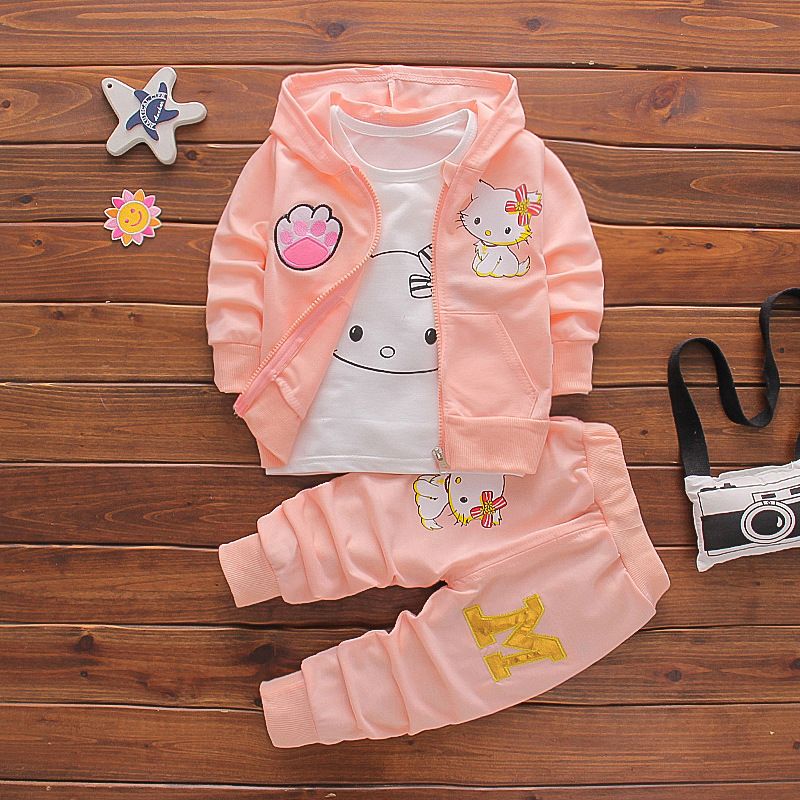 3 Piece Baby Kids Clothing Set Autumn New Style Children's Jacket T Shirt Pants Fashion Trendy