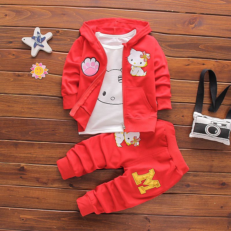 3 Piece Baby Kids Clothing Set Autumn New Style Children's Jacket T Shirt Pants Fashion Trendy