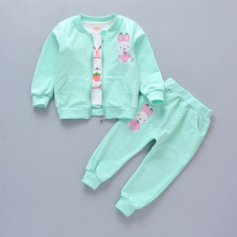 3 Piece Baby Kids Clothing Set Autumn New Style Children's Jacket T Shirt Pants Fashion Trendy