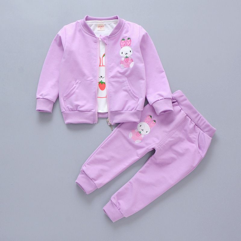 3 Piece Baby Kids Clothing Set Autumn New Style Children's Jacket T Shirt Pants Fashion Trendy