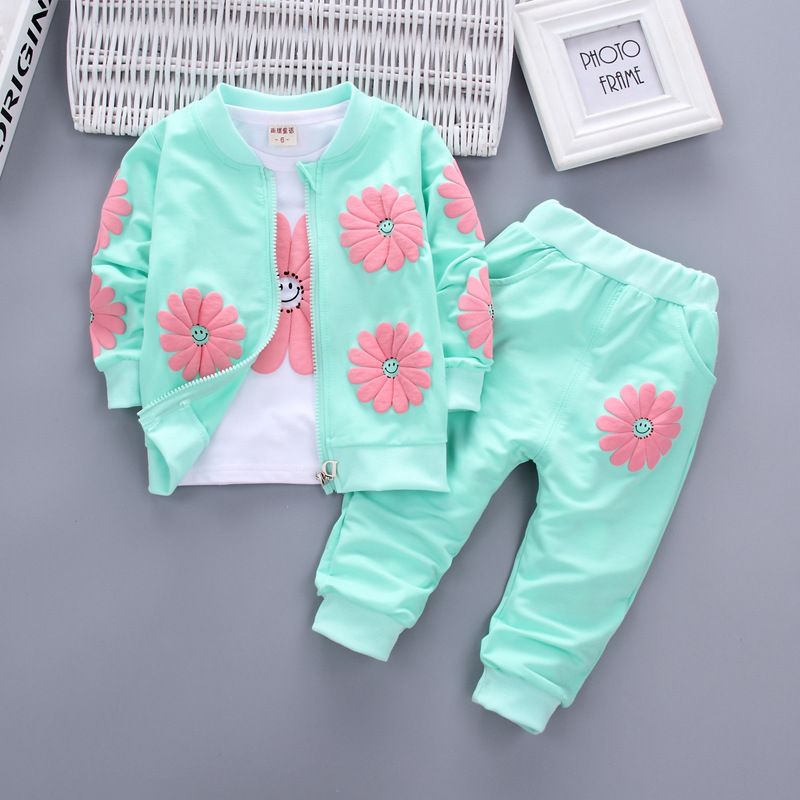 3 Piece Baby Kids Clothing Set Autumn New Style Children's Jacket T Shirt Pants Fashion Trendy