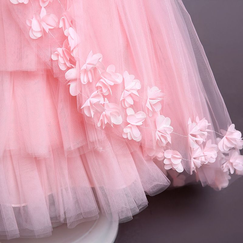 Girls Kids Clothing New Style Princess Dress Children's Formal Gown Train Ruffle Lace Puff Skirt High End Design Party Festival Outfit