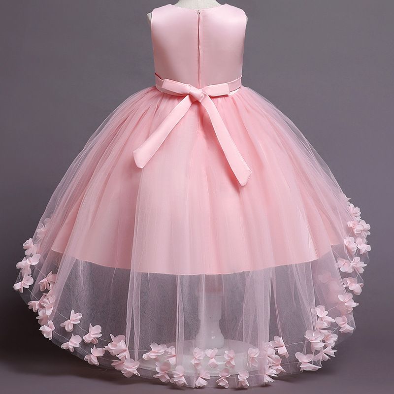 Girls Kids Clothing New Style Princess Dress Children's Formal Gown Train Ruffle Lace Puff Skirt High End Design Party Festival Outfit